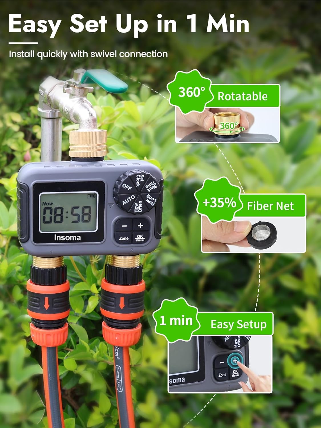 Dual Outlets Smart Irrigation  - Timer Dual Outlet บทวิจารณ์และราคา